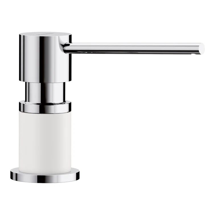 Chrome and White Solid Brass Deck-Mounted Soap Dispenser
