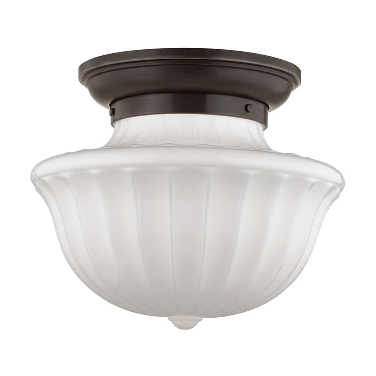 Dutchess Old Bronze 2-Light Globe Flush Mount with White Glass Shade