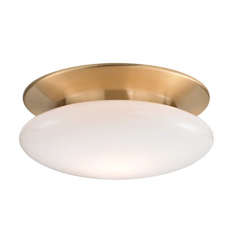 Satin Brass and Opal Glass LED Flush Mount Light