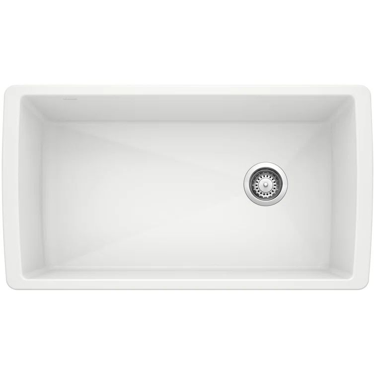 White Stone Drop-In Single Bowl Kitchen Sink, 32" x 18.5"
