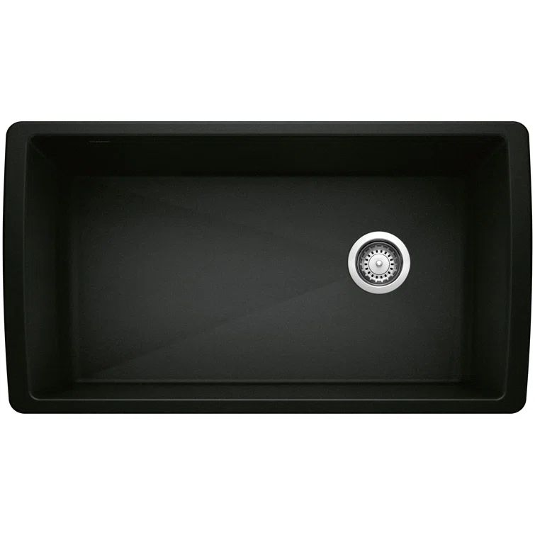 Coal Black Granite Composite Single Bowl Undermount Kitchen Sink