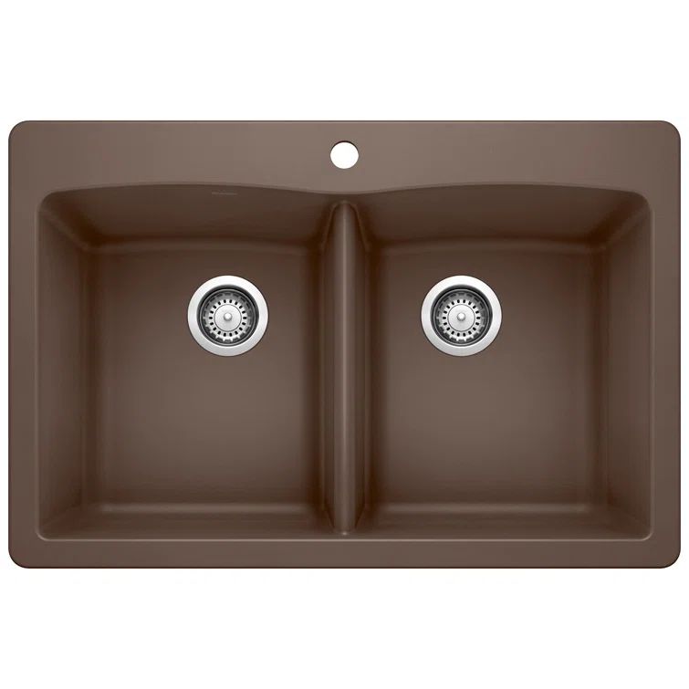 Café Brown Stone Double Bowl Drop-In Kitchen Sink