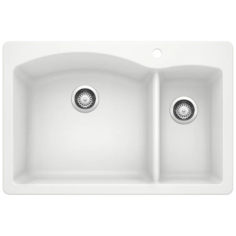White Stone Double Bowl Drop-In/Undermount Kitchen Sink