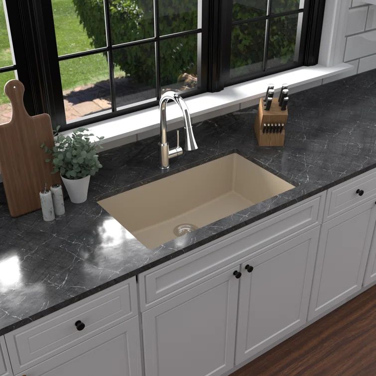 Bisque Quartz Large Single Bowl Undermount Kitchen Sink