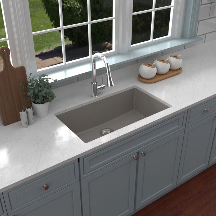 Concrete Quartz Large Single Bowl Undermount Kitchen Sink