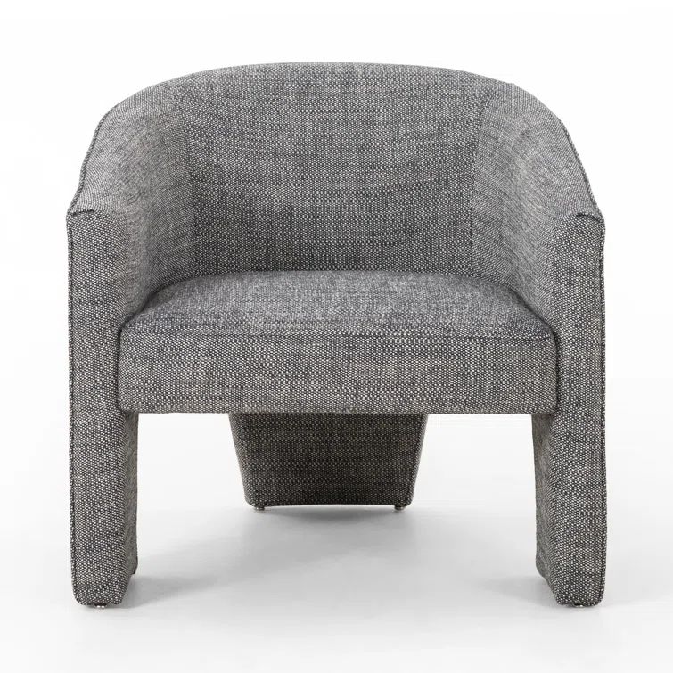 Barron Smoke Leather Barrel Chair with S-Spring Seat
