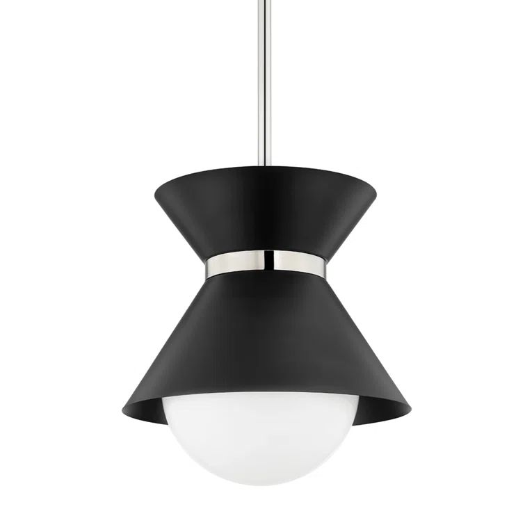 Polished Nickel Opal Glass Globe Pendant Light