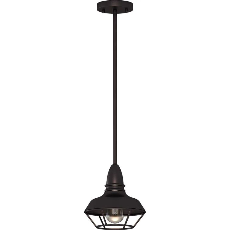 Antique Bronze Mini Pendant Light with Caged Design