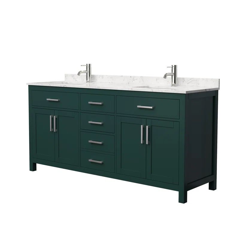 Beckett Green 72" Freestanding Double Vanity with Nickel Accents
