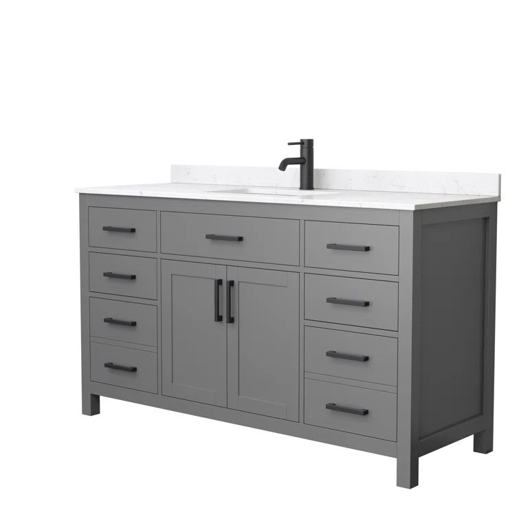 Beckett 60'' Dark Gray Bathroom Vanity with Marble Top