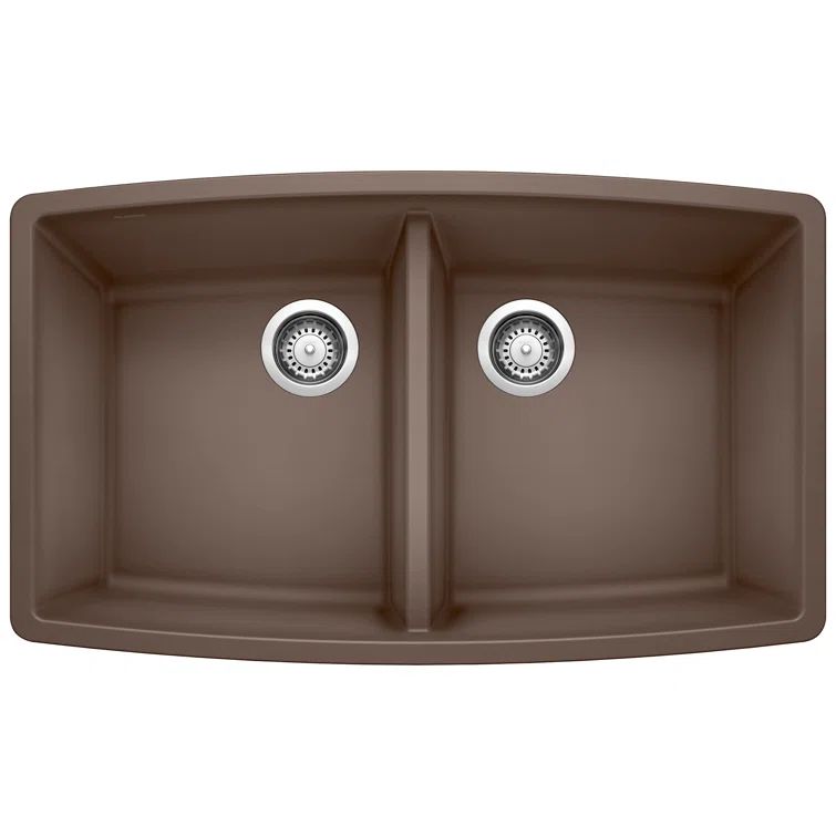 Café Brown Granite Double Bowl Undermount Kitchen Sink