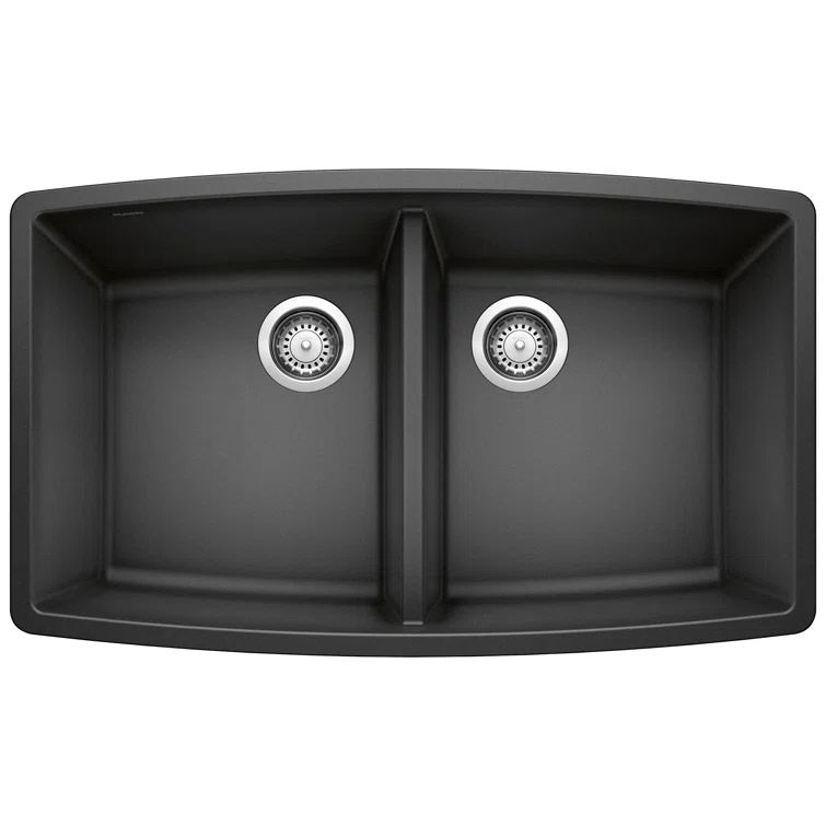 Anthracite Granite Double Bowl Undermount Kitchen Sink
