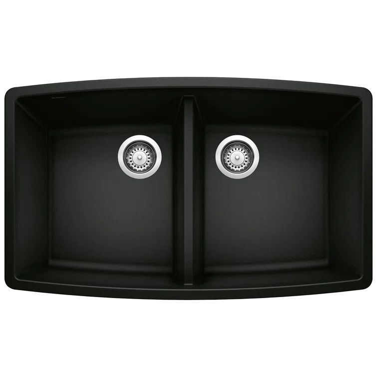 Blanco 33" Coal Black Granite Double Bowl Kitchen Sink