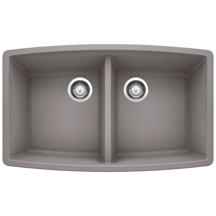 Metallic Gray Double Bowl Granite Composite Undermount Kitchen Sink