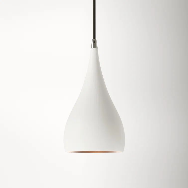 Shiny White Aluminum Teardrop Pendant Light