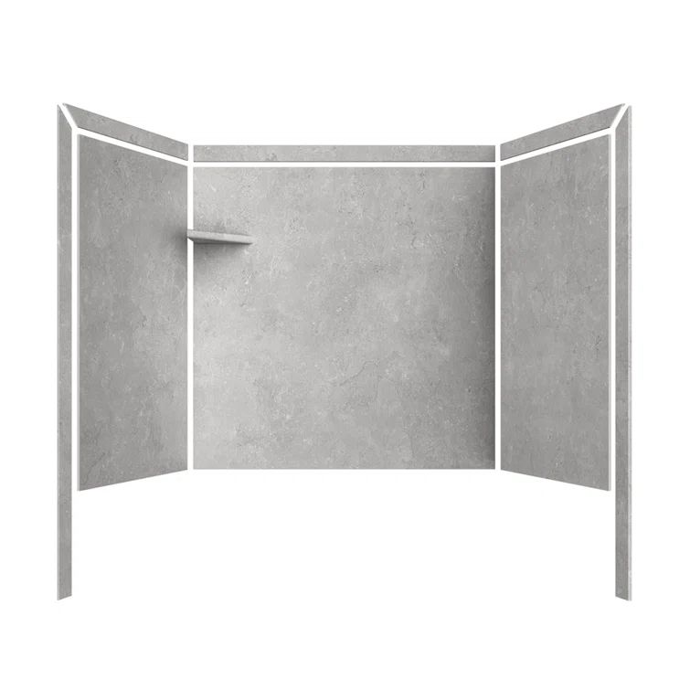 Elite Polished Gray Stone 60" x 32" Alcove Bathtub Surround