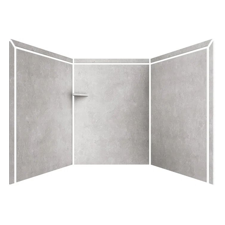 Adaptable 60" x 60" x 80" Gray Stone-Look Alcove Shower Kit
