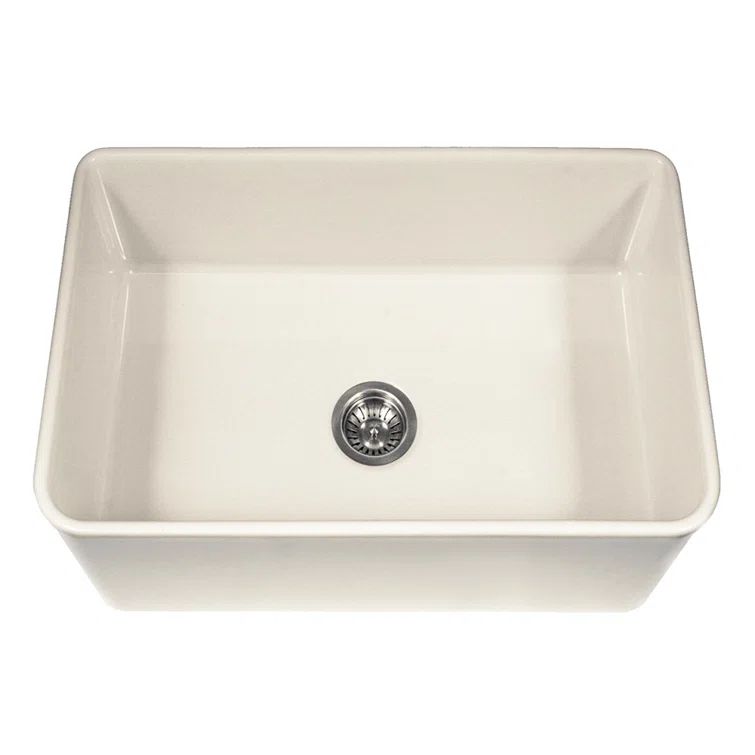 White Fireclay Farmhouse Single Bowl Apron Front Sink