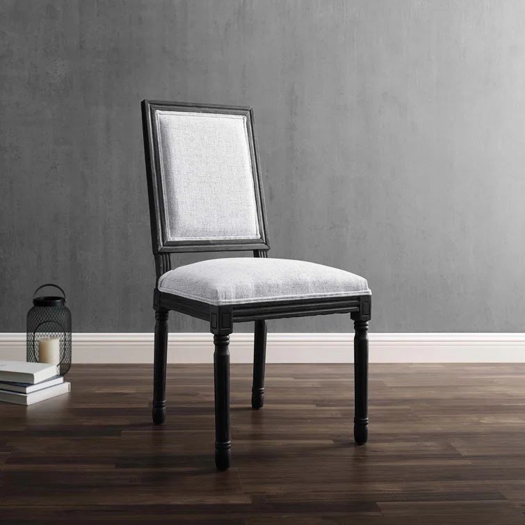 Black and Light Gray Upholstered Leather Side Chair with Wood Frame