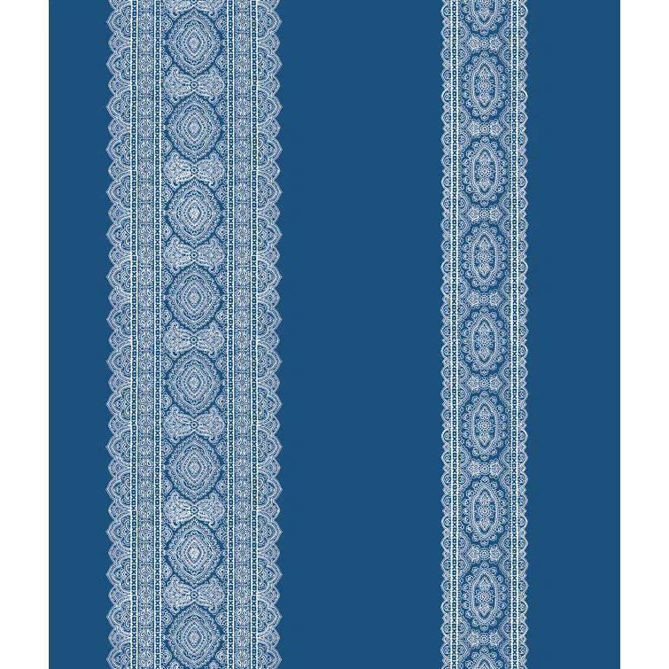 Brynn Indigo Paisley Stripe Non-Woven Wallpaper Roll