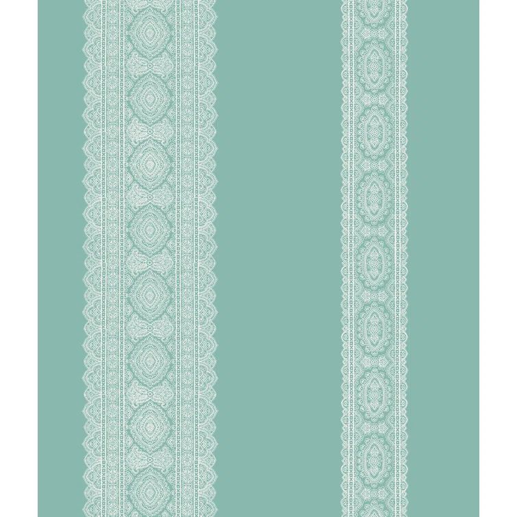 Brynn Turquoise Paisley Stripe Non-Woven Removable Wallpaper