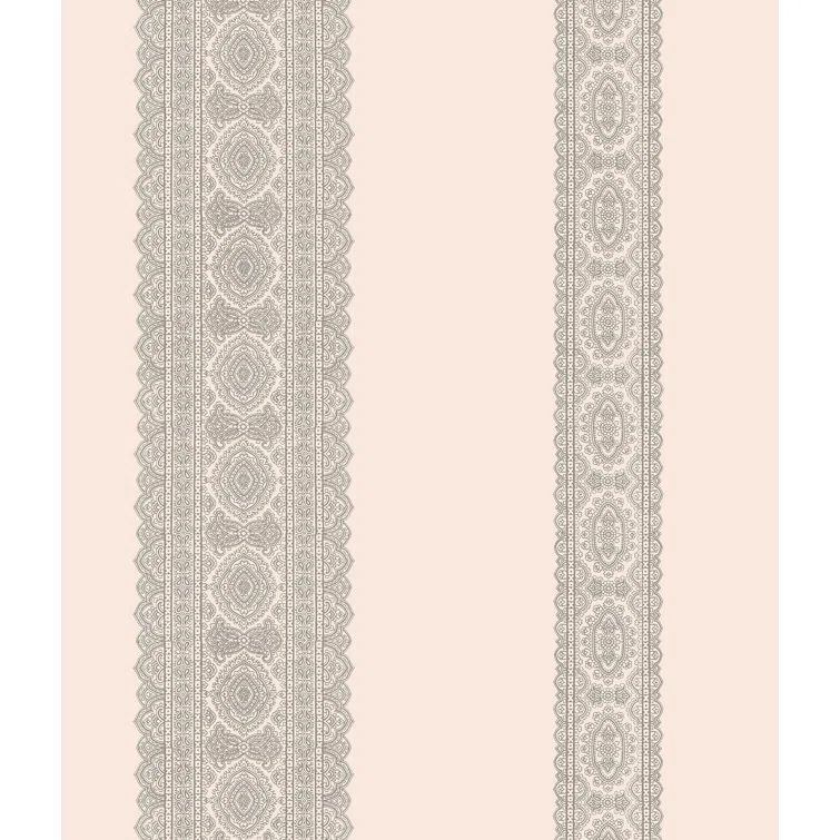 Brynn Grey Paisley Stripe Non-Woven Wallpaper Per Bolt