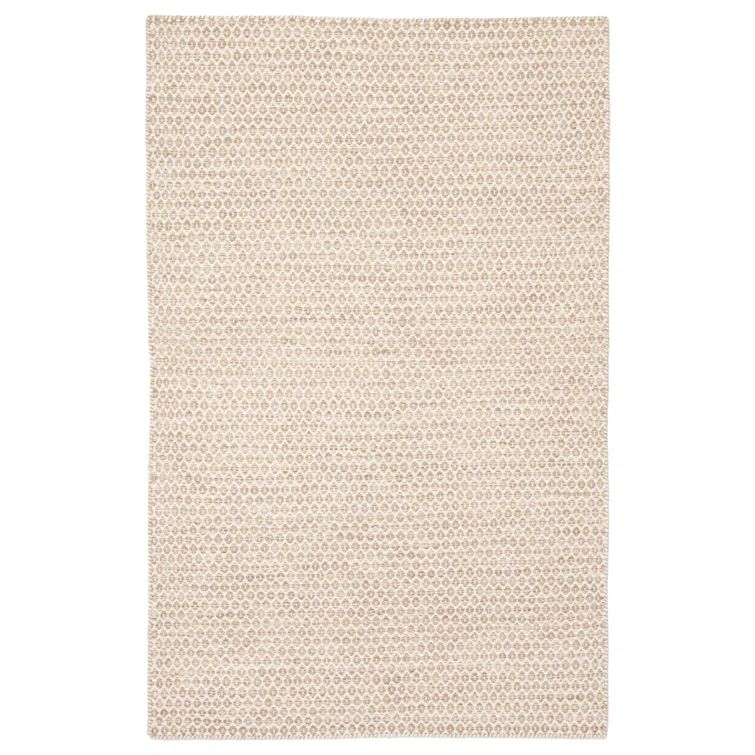 Ivory and Beige Wool Trellis Flatwoven 10' x 14' Area Rug