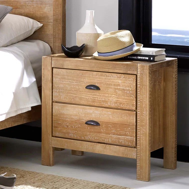 Montauk Driftwood Solid Pine 2-Drawer Nightstand