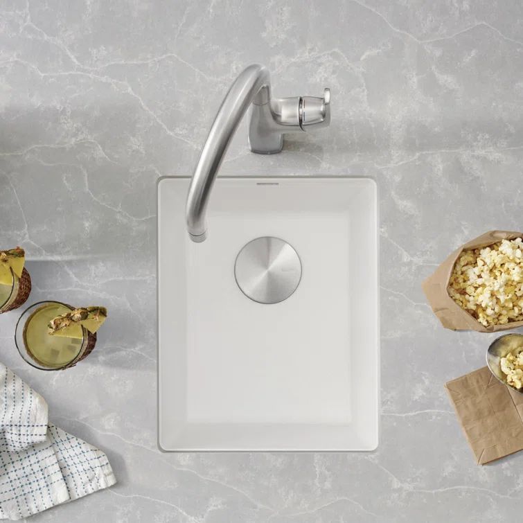 Precis White Silgranit Medium Undermount Bar Sink