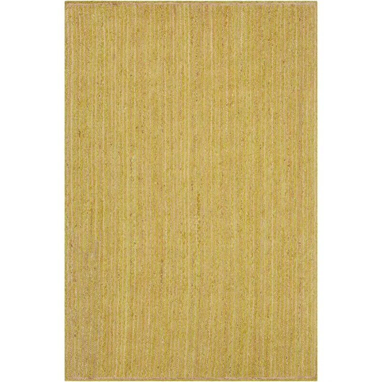 Lime Green Handwoven Flatweave Wool-Cotton Blend Area Rug