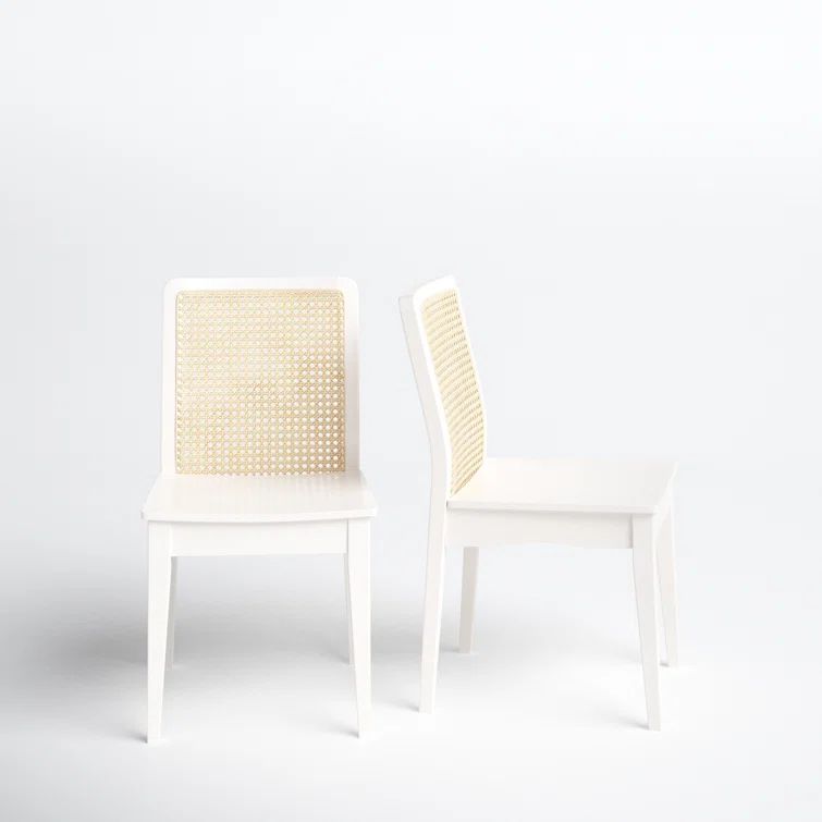 Benicio White and Natural Rattan Coastal Side Chair