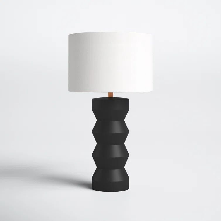 Carlin 26.5" Matte Black Ribbed Ceramic Table Lamp with Voice Control