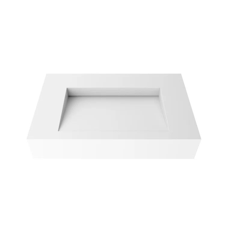 Pyramid 24" Matte White Stone Wall-Mounted Sink