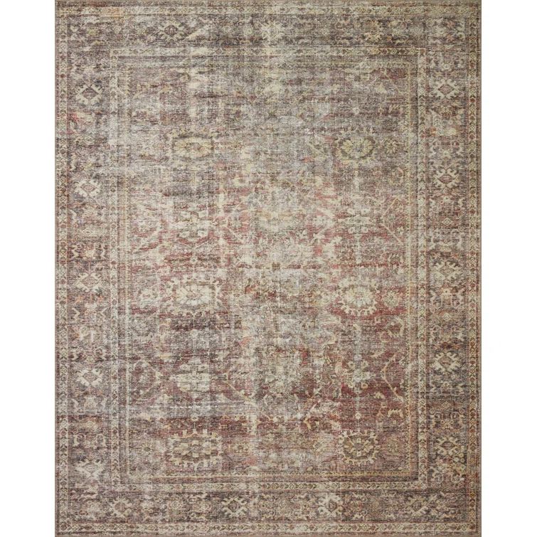 Ivory and Brown Floral Motif Rectangular Area Rug