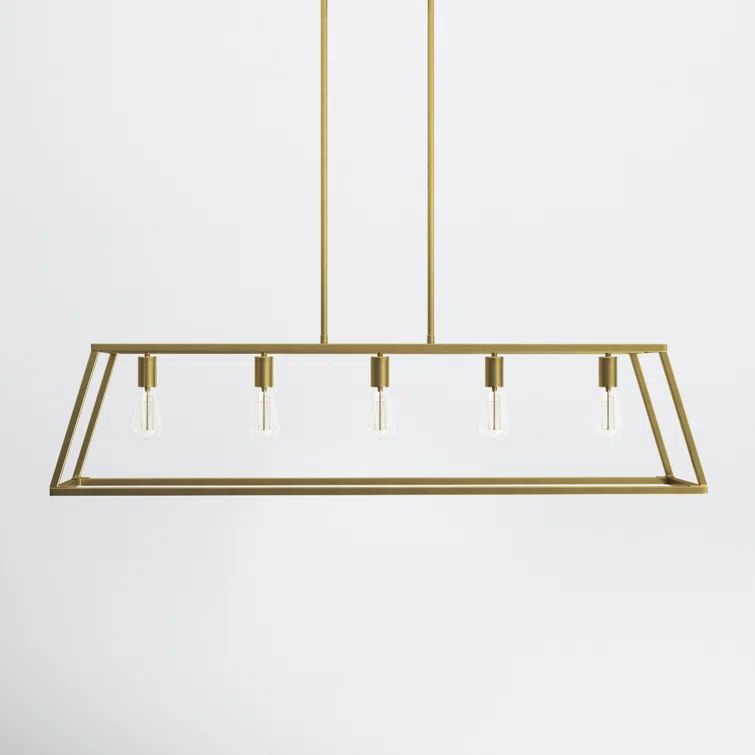 Denton Warm Brass Geometric 5-Light Linear Chandelier