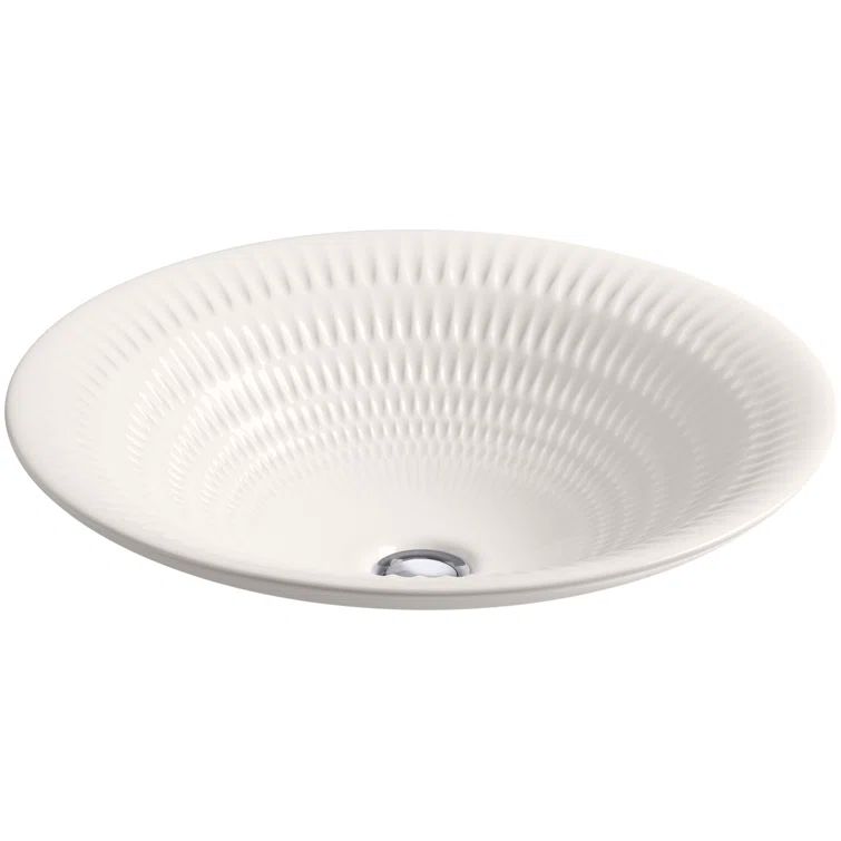 Translucent White Ceramic Round Vessel Bathroom Sink