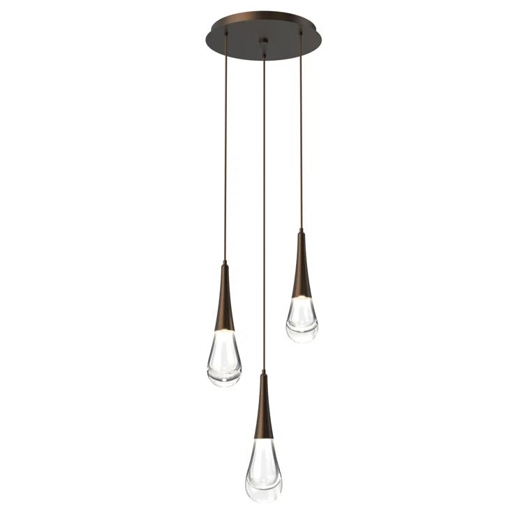 Burnished Bronze Teardrop LED Pendant Light with Clear Glass