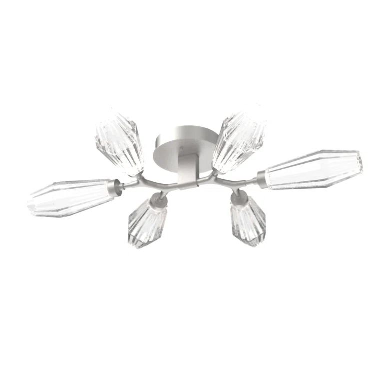 Modern Silver Glass 6-Light LED Drum Flush Mount
