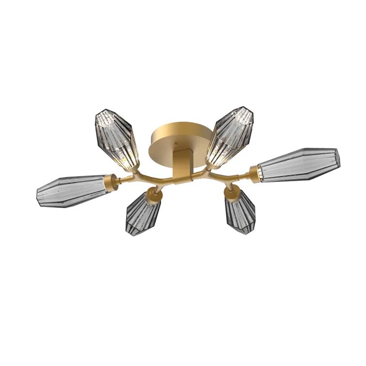 Aalto Geometric Brass & Glass 30.6" LED Flush Mount Ceiling Light