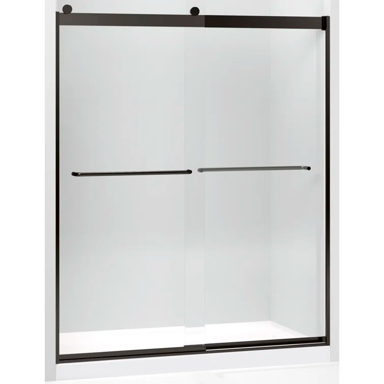 Levity Anodized Dark Bronze Frameless Sliding Shower Door with Clear Glass
