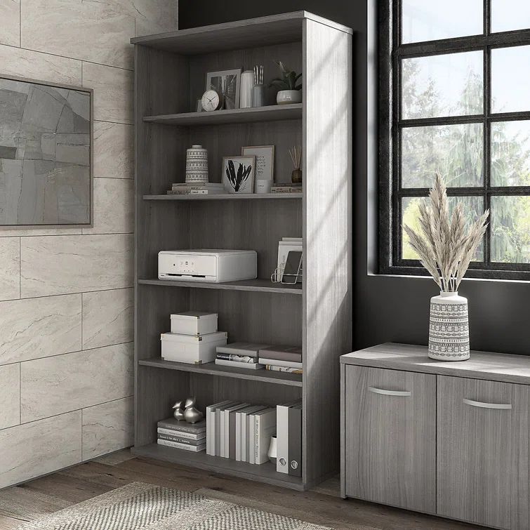 Platinum Gray Contemporary 5-Shelf Adjustable Bookcase