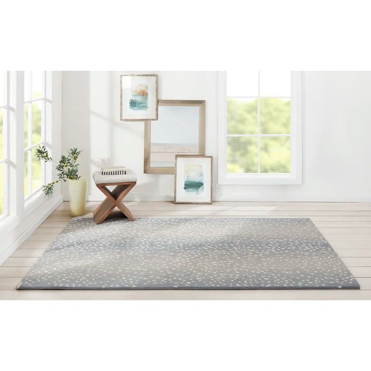 Hand-Tufted Blue Wool Rectangular Area Rug 5' x 8'