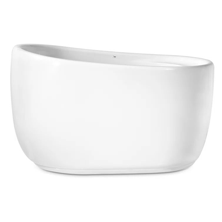 51" Glossy White Acrylic Freestanding Soaking Bathtub with Chrome Drain
