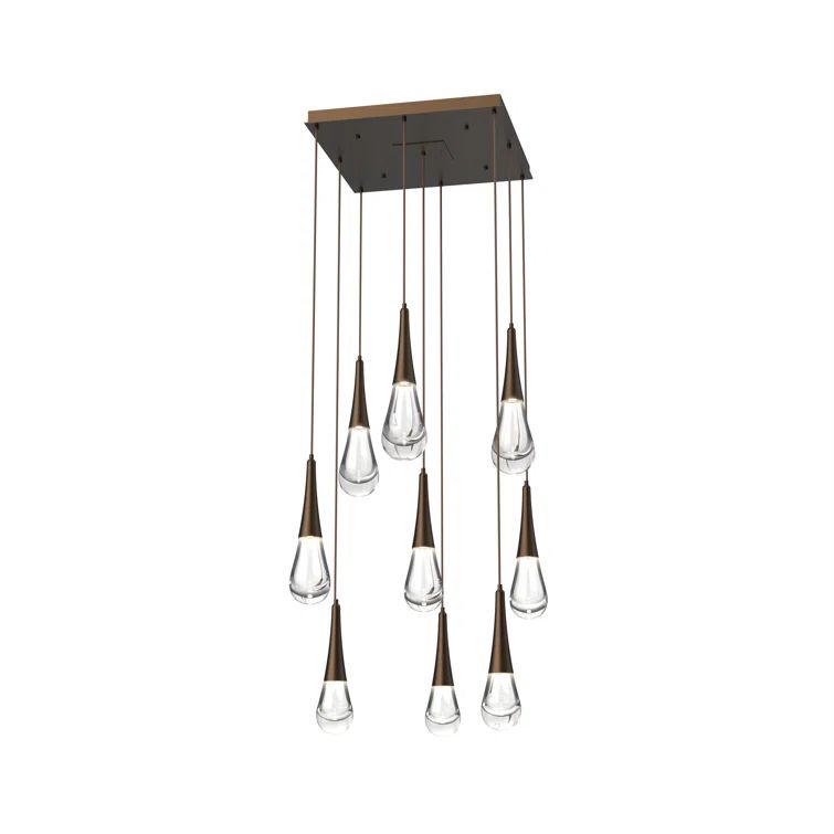 Elysian Bronze 26.8" LED Glass Island Pendant with Adjustable Height