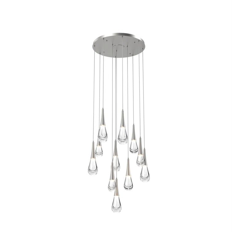 Ethereal Spring Shower 11-Light Silver Glass LED Chandelier