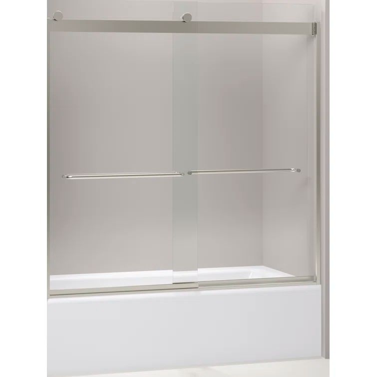 Levity 60" Nickel Frameless Sliding Tub Door with Clear Glass