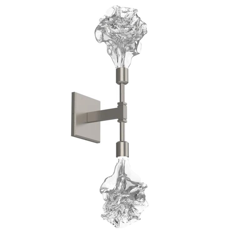 Whimsical Blossom Artisan Blown Glass Double Sconce in Metallic Beige Silver