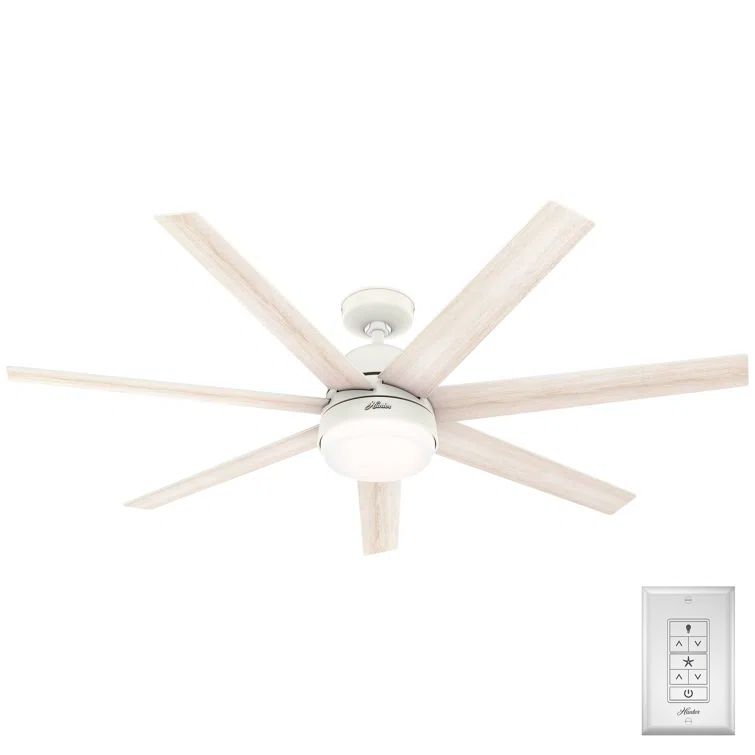 60" Matte White Smart Ceiling Fan with LED Light and Remote