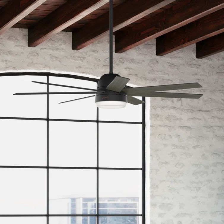 60" Matte Black Smart Ceiling Fan with LED Light and Remote
