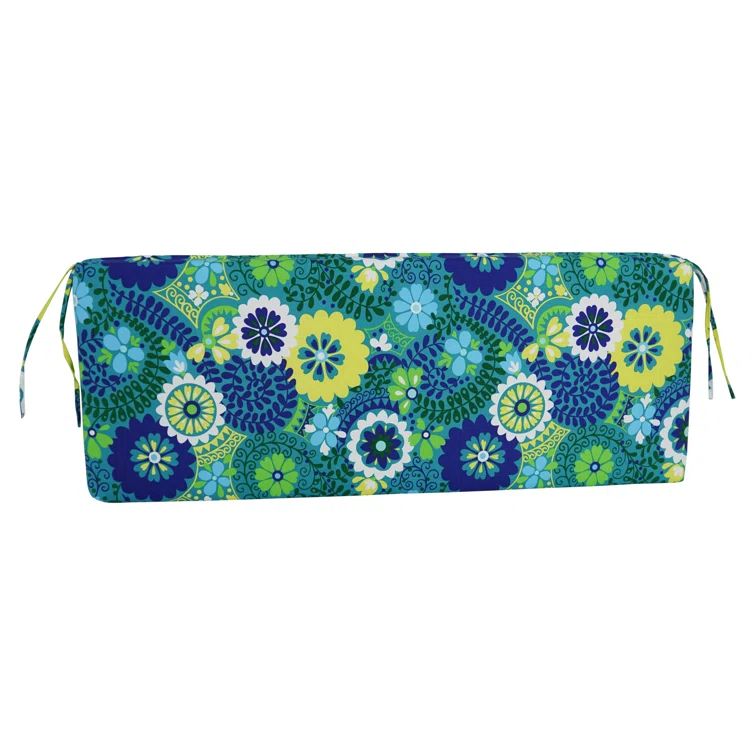 Luxury Azure Patterned Polyester Outdoor Bench Cushion 54" x 19"
